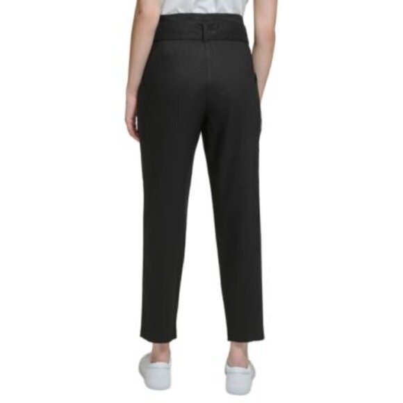 CALVIN KLEIN Women's High-Rise Tie-Waist Pants, Black NWT - Picture 3 of 10